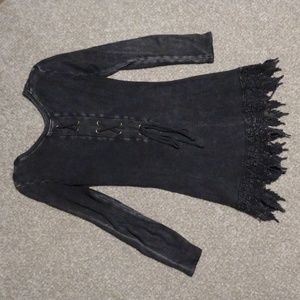 UNIQUE lace-up crochet trim top